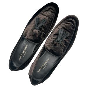Kurt Geiger LONDON HUGH EAGLE HEAD Brown Velvet LOAFER Size 8.5